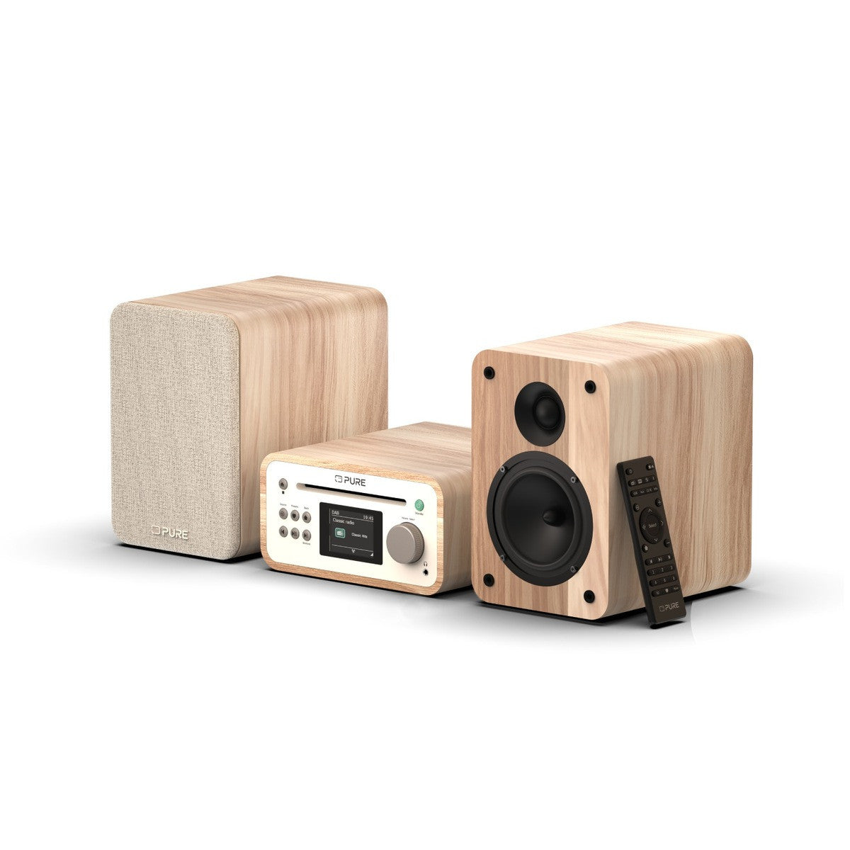 Pure Classic Stereo Mini Microsistema audio per la casa 40 W Quercia, Bianco