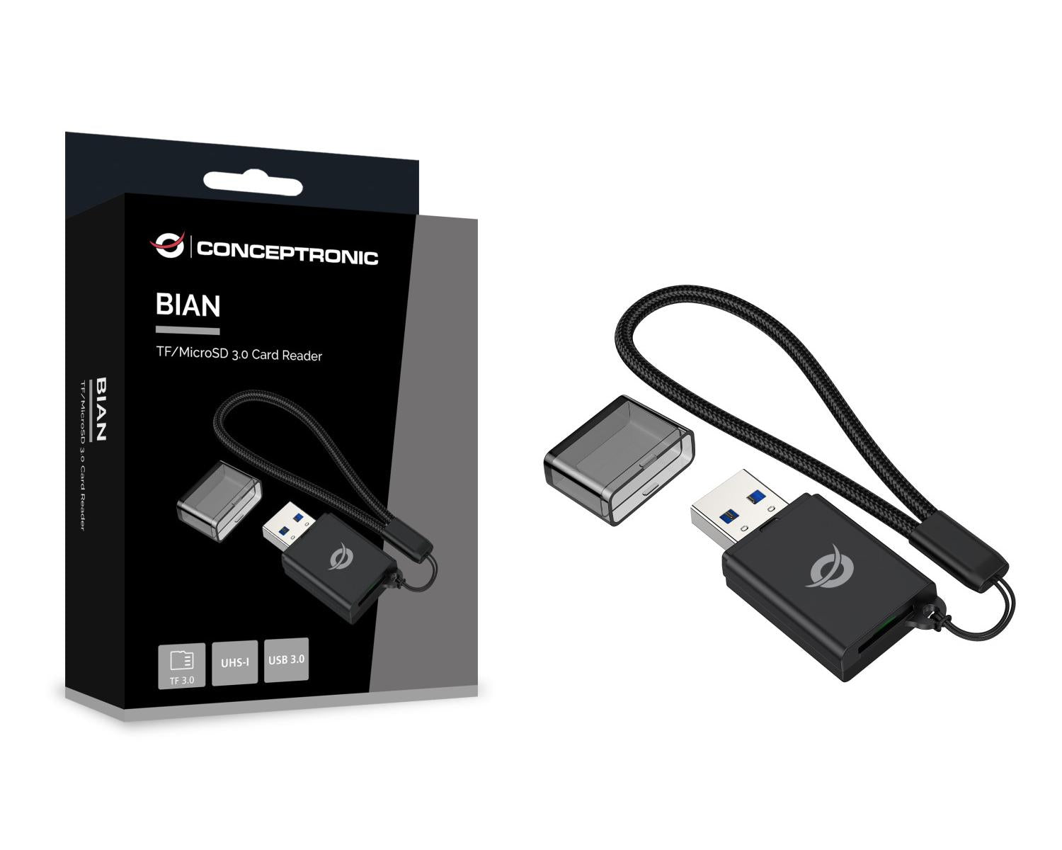 Conceptronic BIAN07B lettore di schede USB 3.2 Gen 1 3.1 Gen 1 Type-A Nero