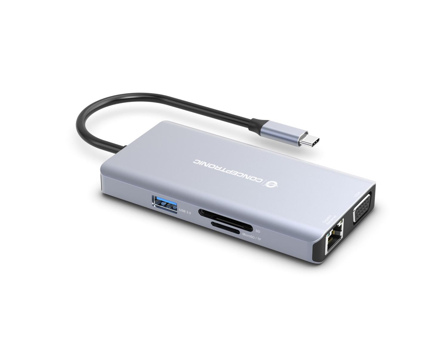Conceptronic DONN20G Cablato USB 3.2 Gen 1 (3.1 Gen 1) Type-C Grigio