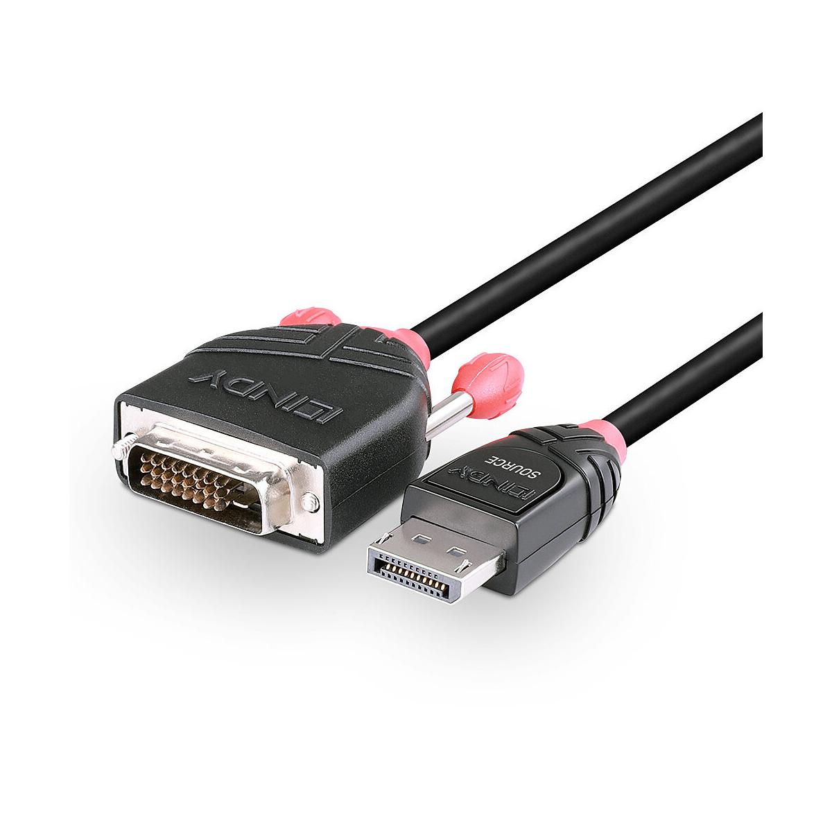 Lindy 41490 cavo e adattatore video 1 m DVI-D DisplayPort Nero