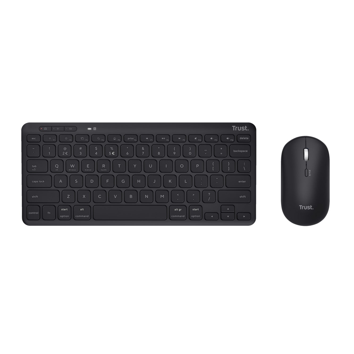 Trust Lyra Tastiera Mouse Incluso RF senza Fili con Bluetooth QWERTY Italiano Nero