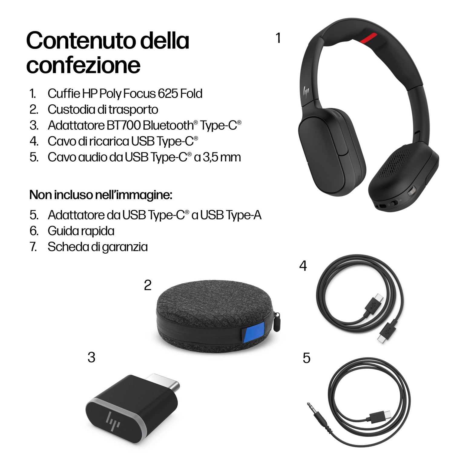 HP Poly Cuffie Bluetooth stereo Focus 625