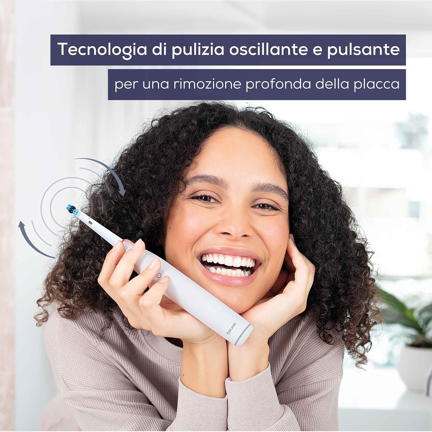 Beurer TB 30 Spazzolino Elettrico con 2 Programmi di Pulizia Personalizzati, Clean e Sensitive, e Timer Integrato da 2 Minuti per una Pulizia Corretta Batteria Ricaricabile con Autonomia di 20 Giorni