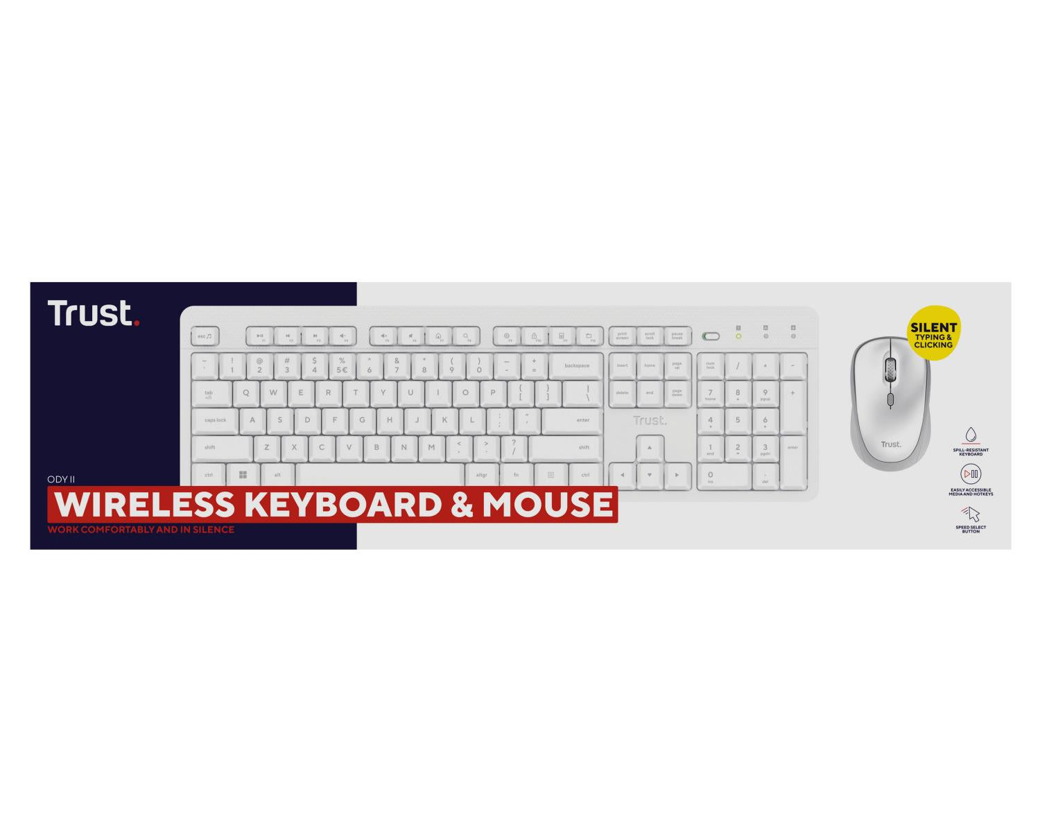 Trust Ody II tastiera Mouse incluso Casa/ufficio RF Wireless Italiano Bianco
