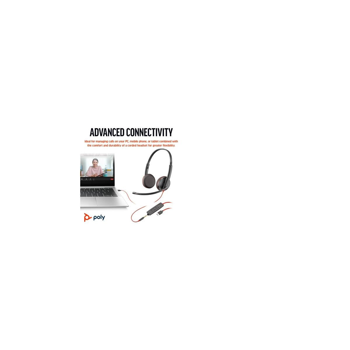 Cuffie Poly Blackwire 3225 stereo USB-C spinotto da 3,5 mm adattatore USB-C/A