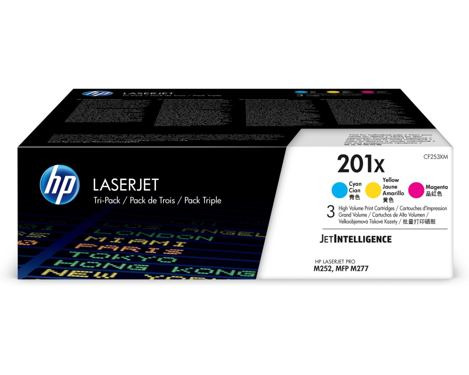HP CF253XM Confezione 3 Cartucce Toner Ciano Magenta Giallo Originale ad Alta Capacita' LaserJet 201X