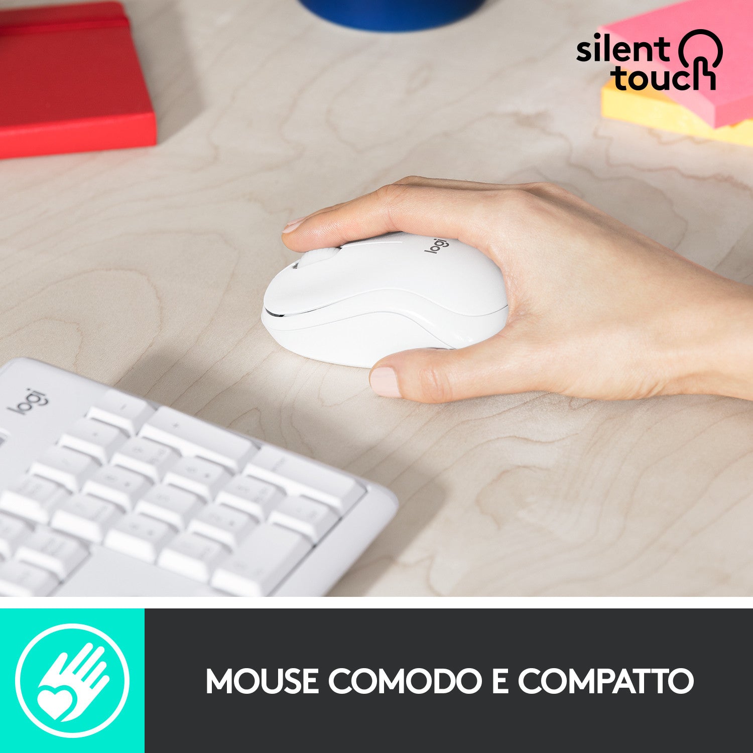 Logitech MK295 Kit Mouse e Tastiera Wireless Tecnologia Silent Touch Bianco