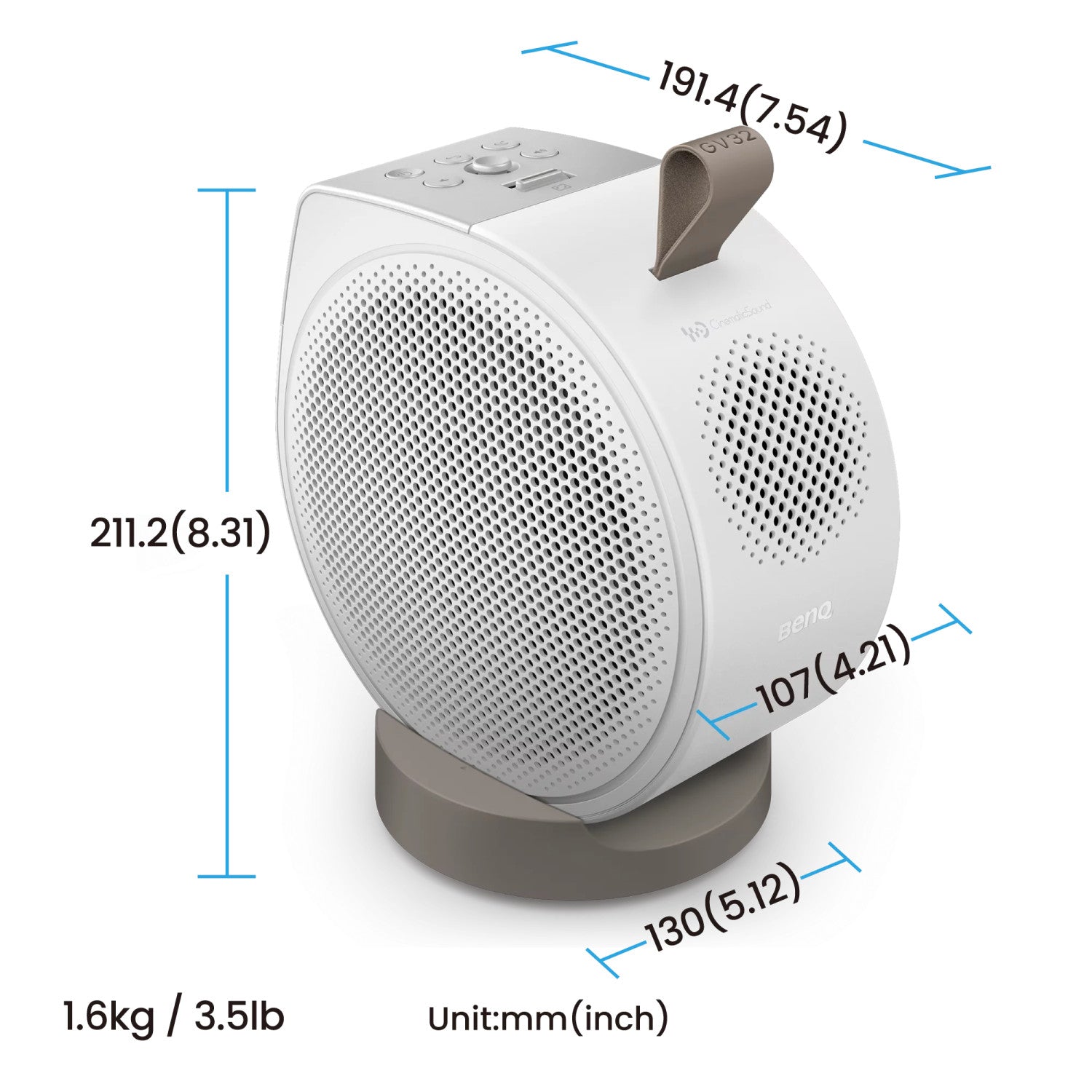 BenQ GV32 500 ANSI lumen DLP 1080p (1920x1080) Bianco