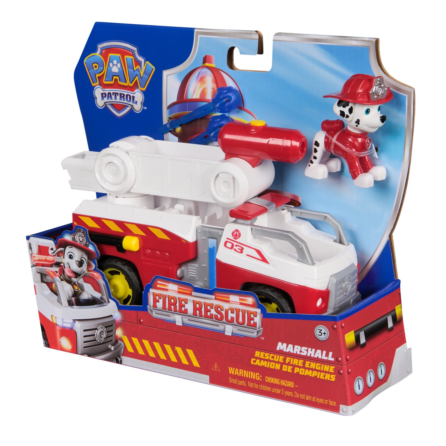 PAW Patrol Fire Rescue Camion dei Pompieri di Marshall con action figure, lanciamissili e camion giocattolo, giocattoli per bambini e bambine dai 3 anni in su