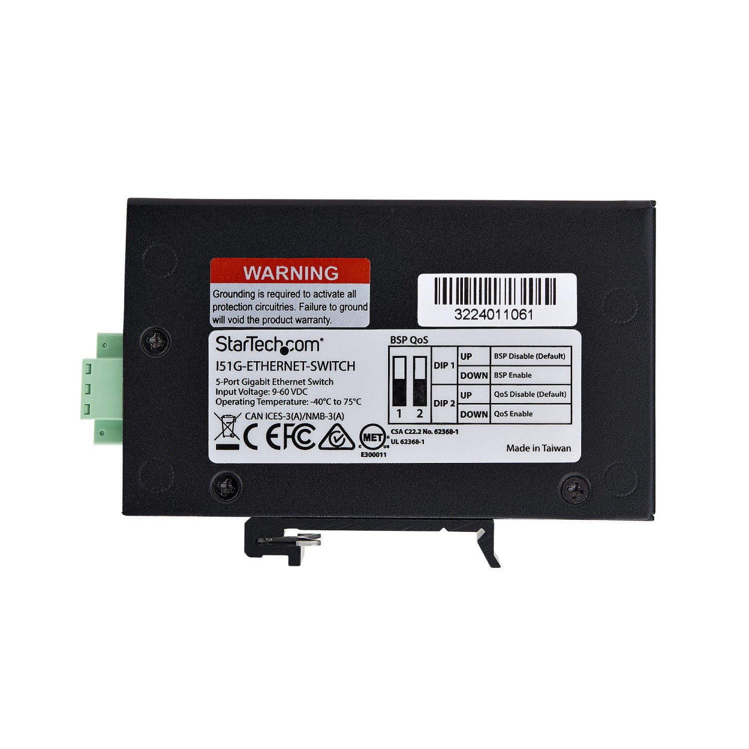 StarTech.com Switch di Rete Industriale non gestito a 5 porte, 100/1000 Ethernet, montaggio su guida DIN/parete, Switch Gigabit IP30 robusto, -40 - 75 C, 9 60V CC, TAA