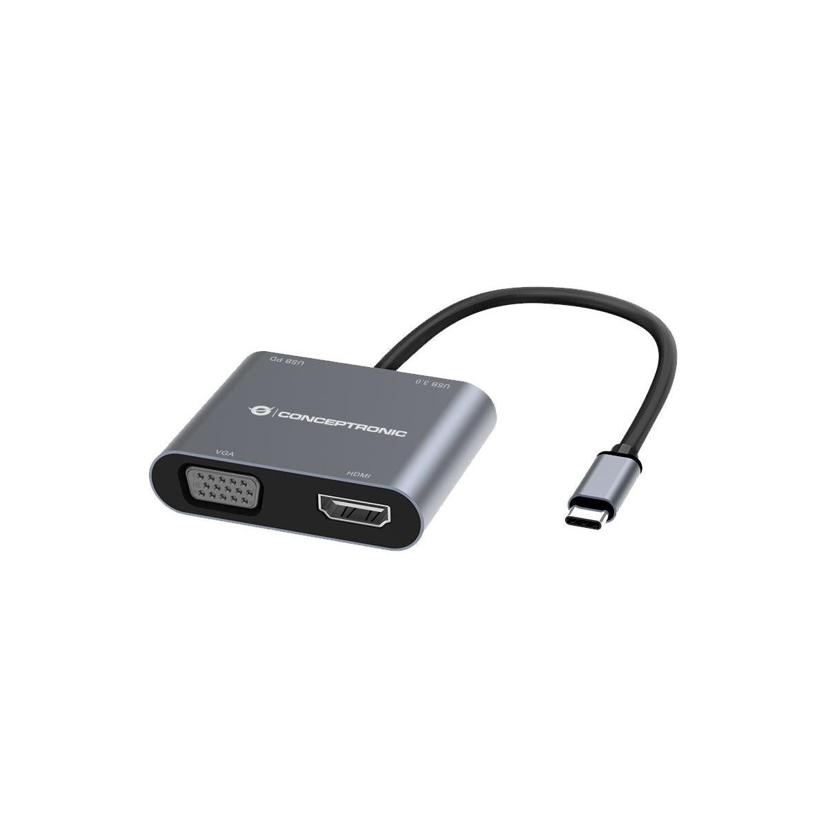Conceptronic DONN16G Cablato USB 3.2 Gen 1 (3.1 Gen 1) Type-C Grigio