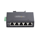 StarTech.com Switch di Rete Industriale non gestito a 5 porte, 100/1000 Ethernet, montaggio su guida DIN/parete, Switch Gigabit IP30 robusto, -40 - 75 C, 9 60V CC, TAA