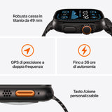 Apple Watch Ultra 2 GPS Cellular 49mm Cassa Titanio Nero con Nero Titanium Milanese Loop M