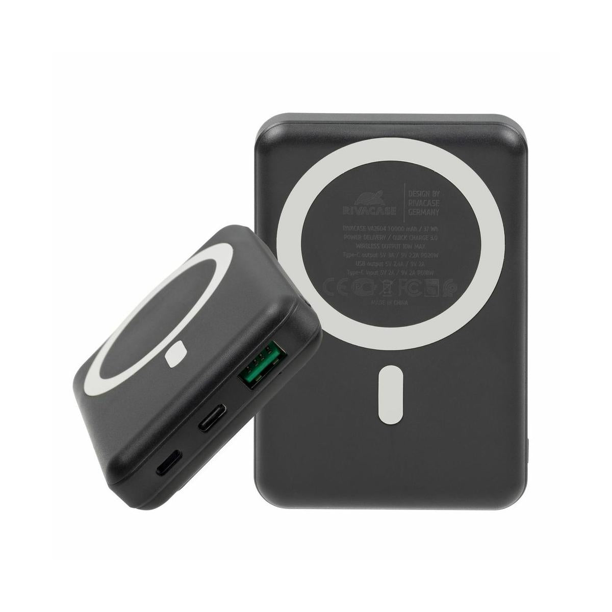 Rivacase VA2604 batteria portatile Polimeri di litio (LiPo) 10000 mAh Carica wireless Nero