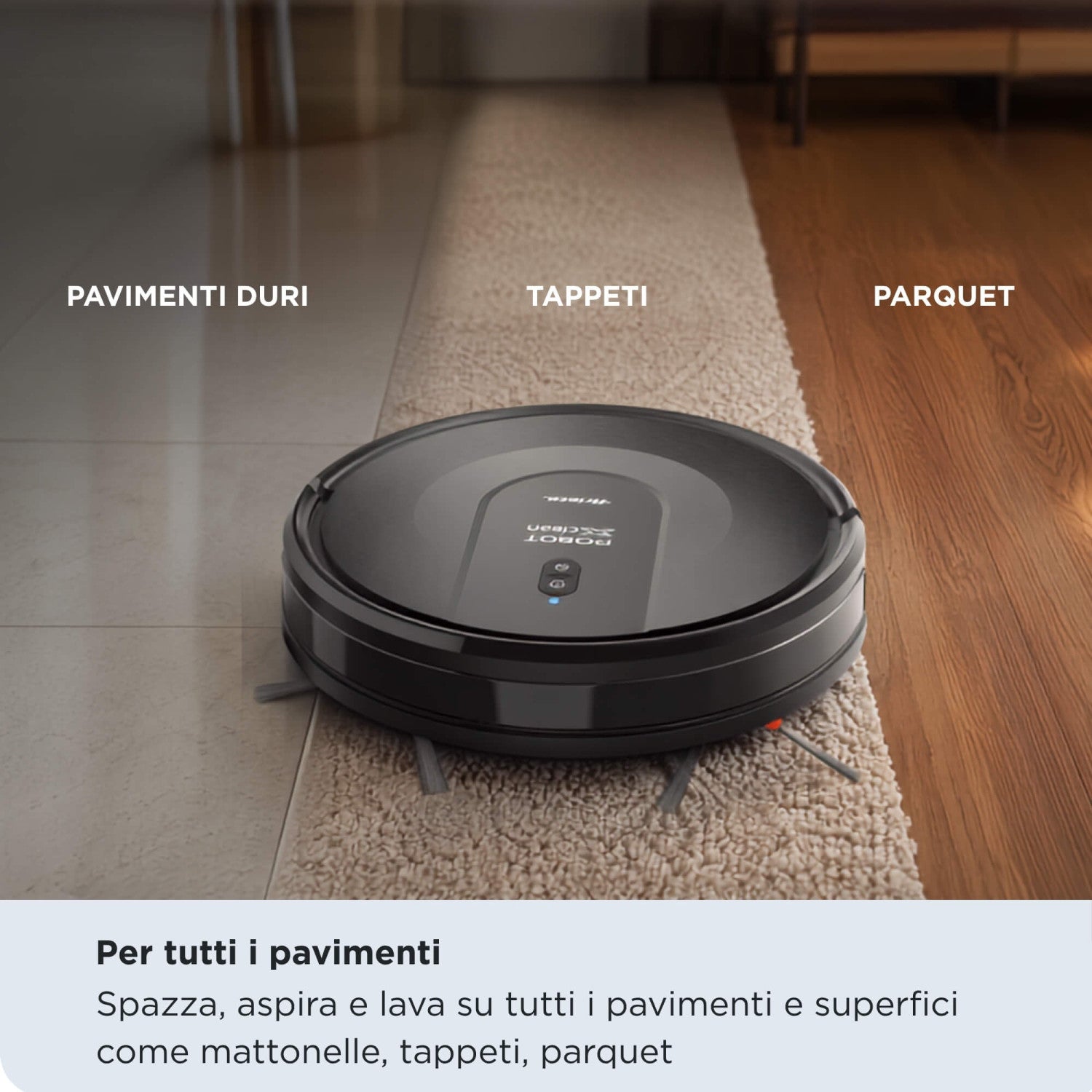 Ariete 2719 Robot Aspirapolvere Lavapavimenti X-Clean 3 in 1, Spazza, aspira e lava, Silenzioso, Wi fi integrato, Mappatura intelligente, navigazione giroscopica, Controllo Smart