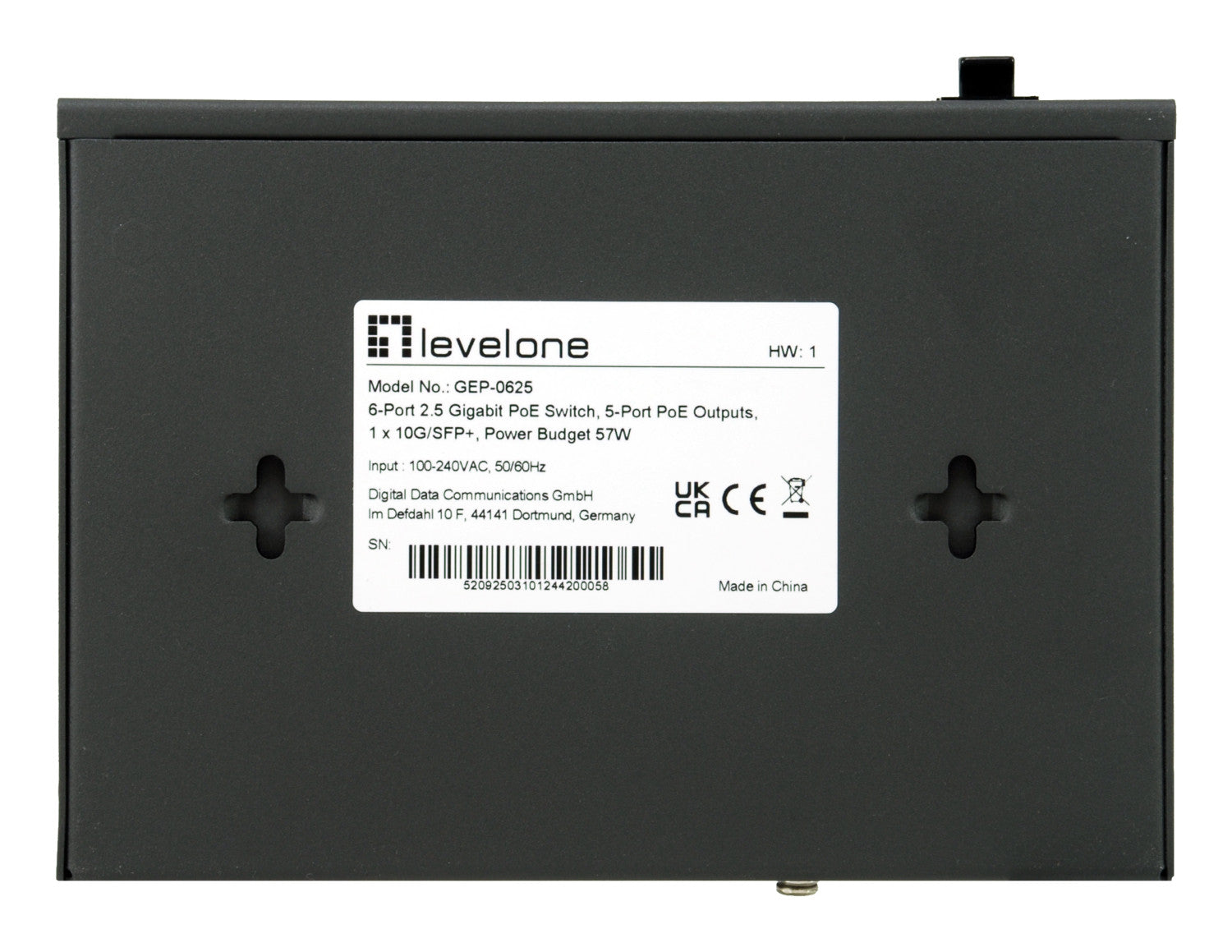 LevelOne GEP-0625 switch di rete Non gestito 2.5G Ethernet (100/1000/2500) Supporto Power over Ethernet (PoE) Nero
