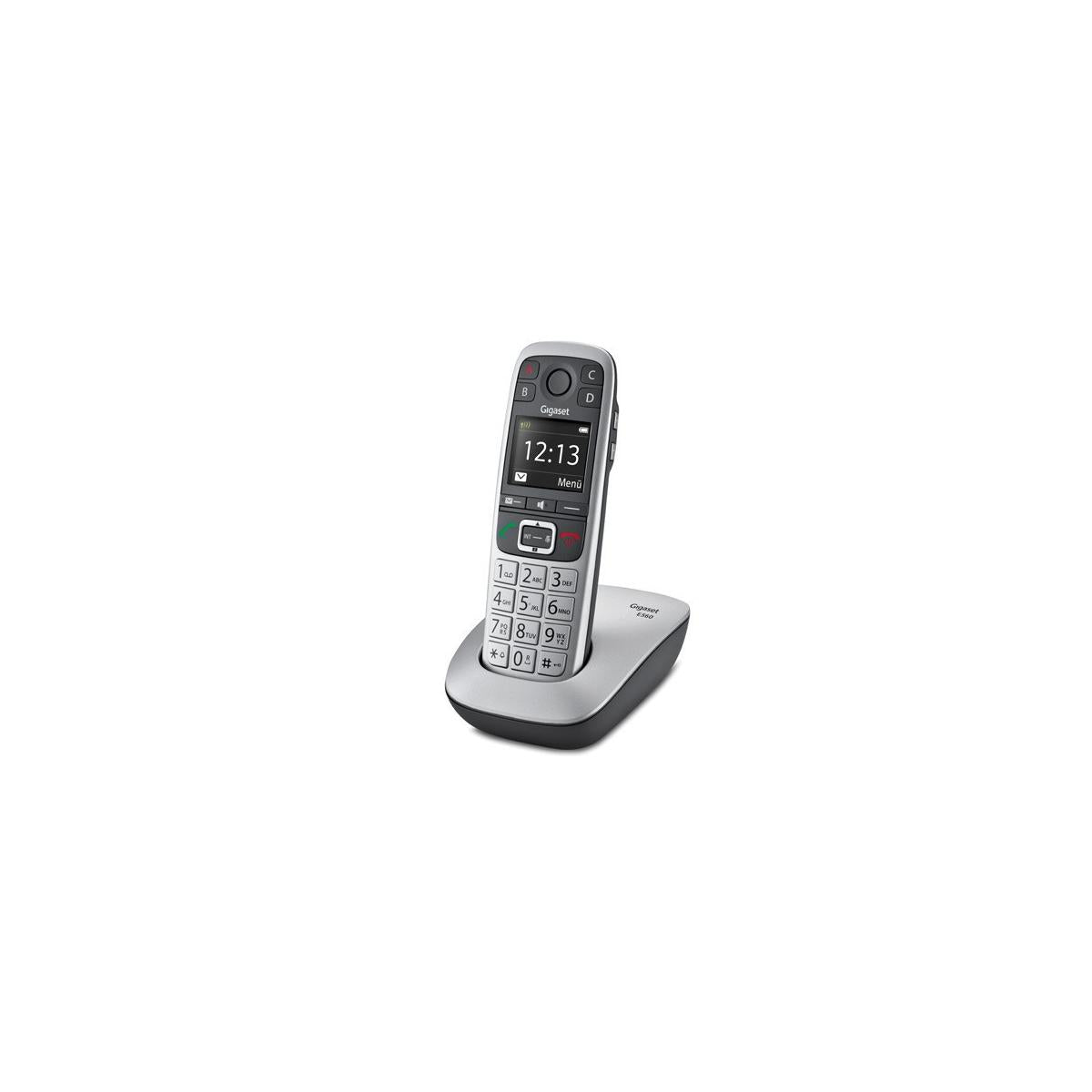 Telefono Gigaset E 560 DECT Cordless Identificatore di Chiamata Nero Argento