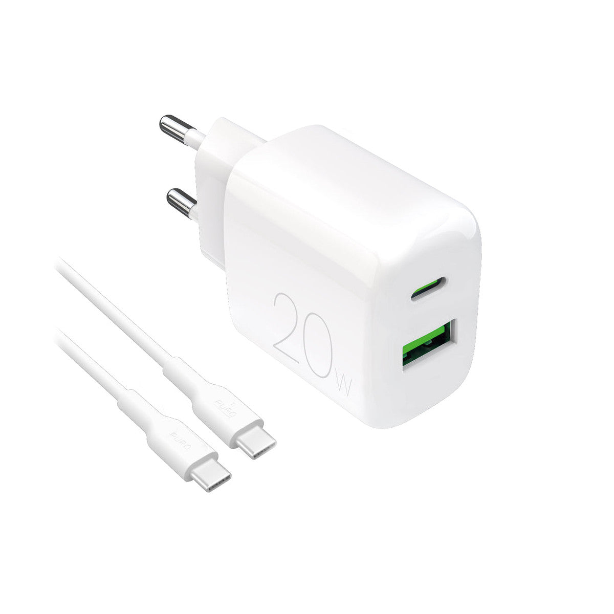 PURO PUTCUSBAC20WDYKCCWHI Caricabatterie per dispositivi mobili Universale Bianco AC Interno