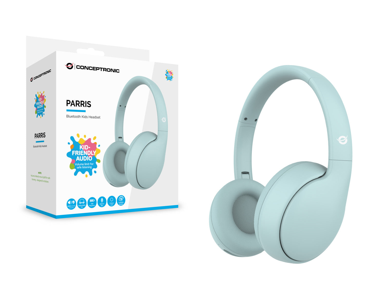 Conceptronic PARRIS04B cuffia e auricolare Con cavo e senza cavo A Padiglione Musica e Chiamate Bluetooth Azzurro