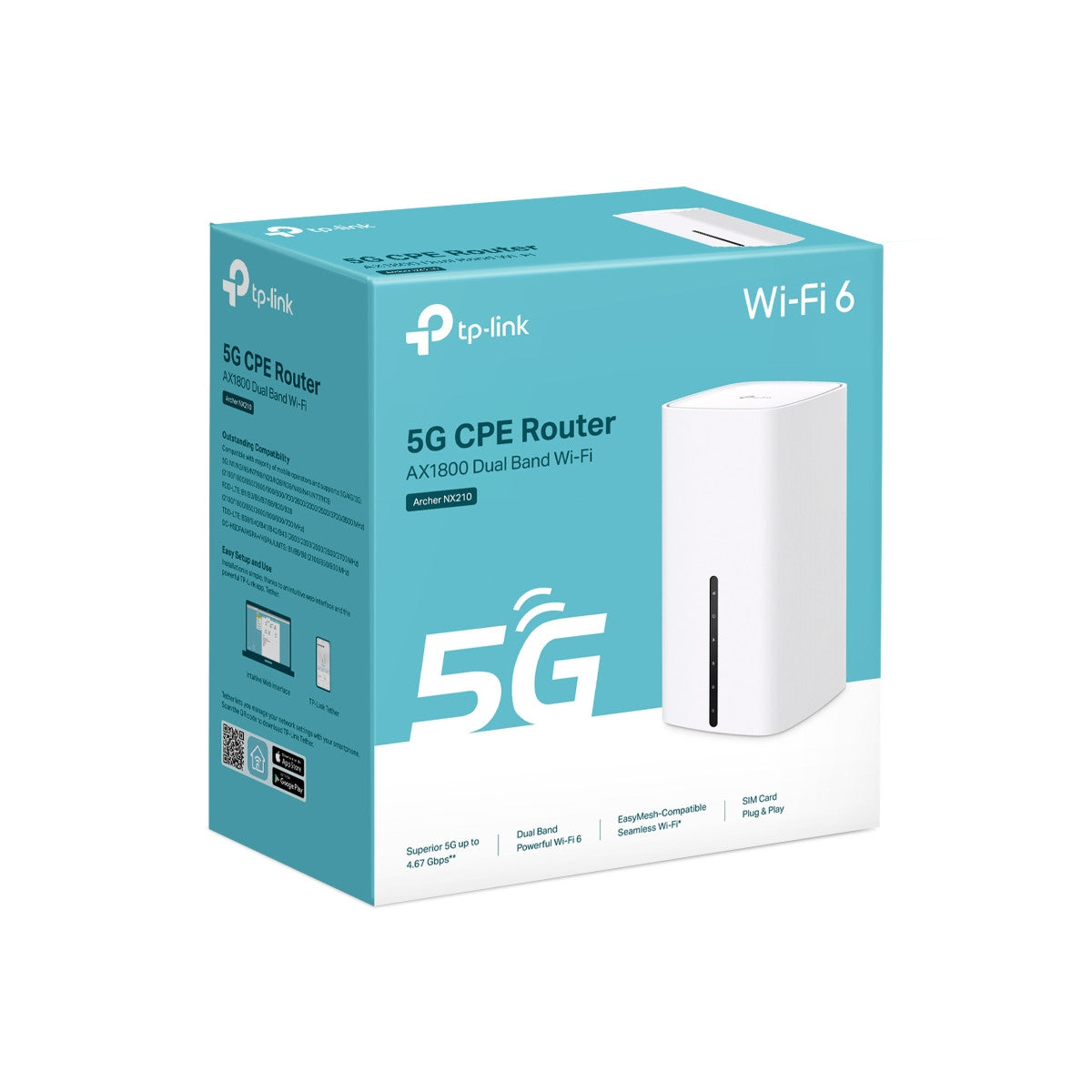 TP-Link Archer NX210 router wireless Gigabit Ethernet Dual-band (2.4 GHz/5 GHz) 5G Bianco