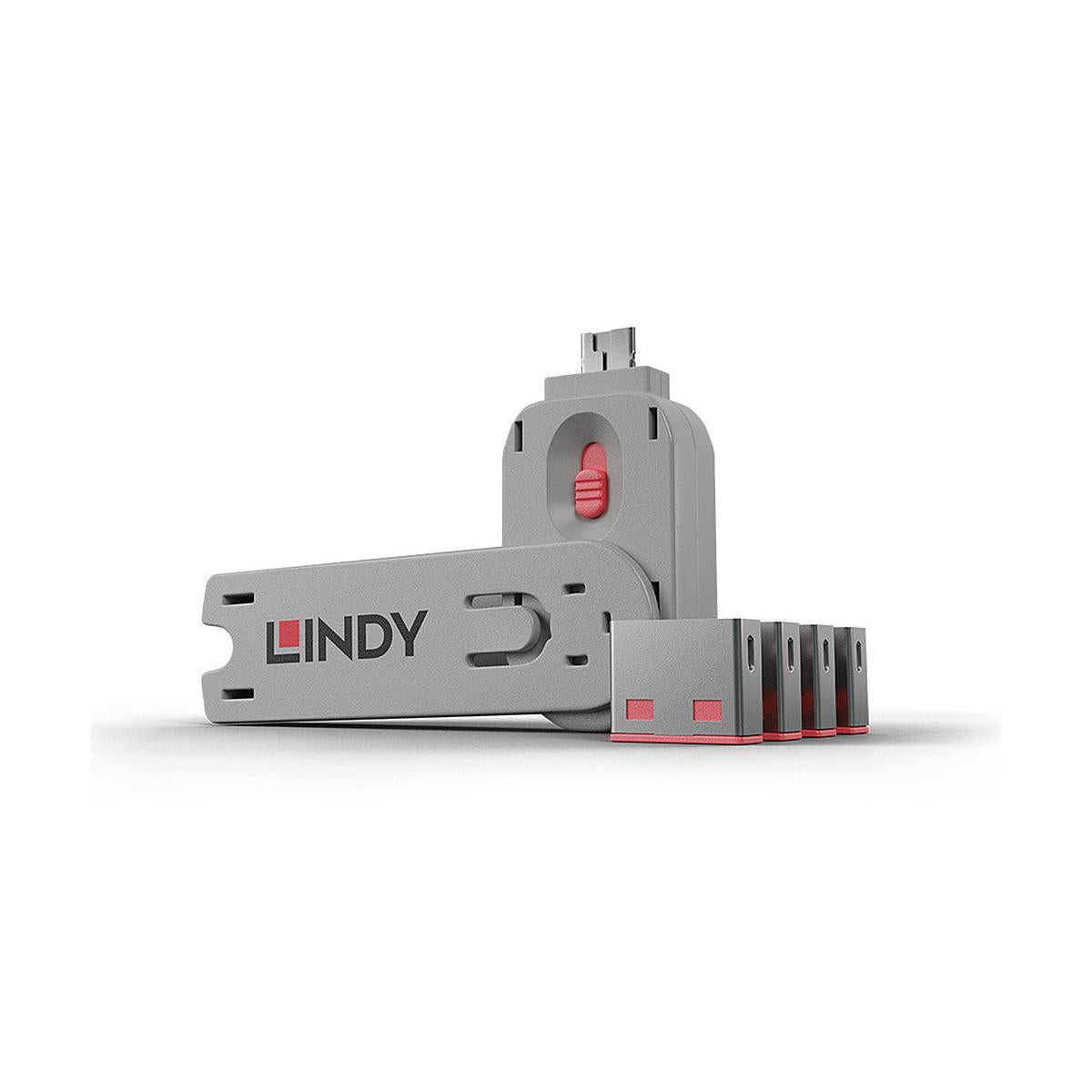 Lindy 40450 clip sicura Bloccaporte chiave USB tipo A Rosa Acrilonitrile butadiene stirene (ABS) 5 pz