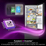 LG GBBS312APY Frigorifero combinato Fit & Max 60cm, Classe A, 333L, AI Inverter, Prime Silver