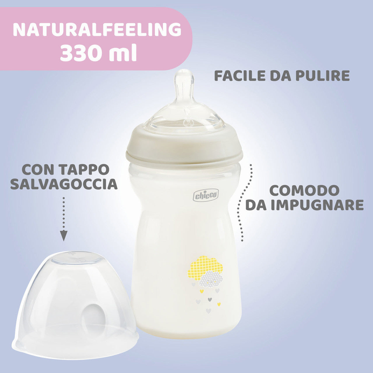 Chicco Natural Feeling biberon 330 ml Grigio