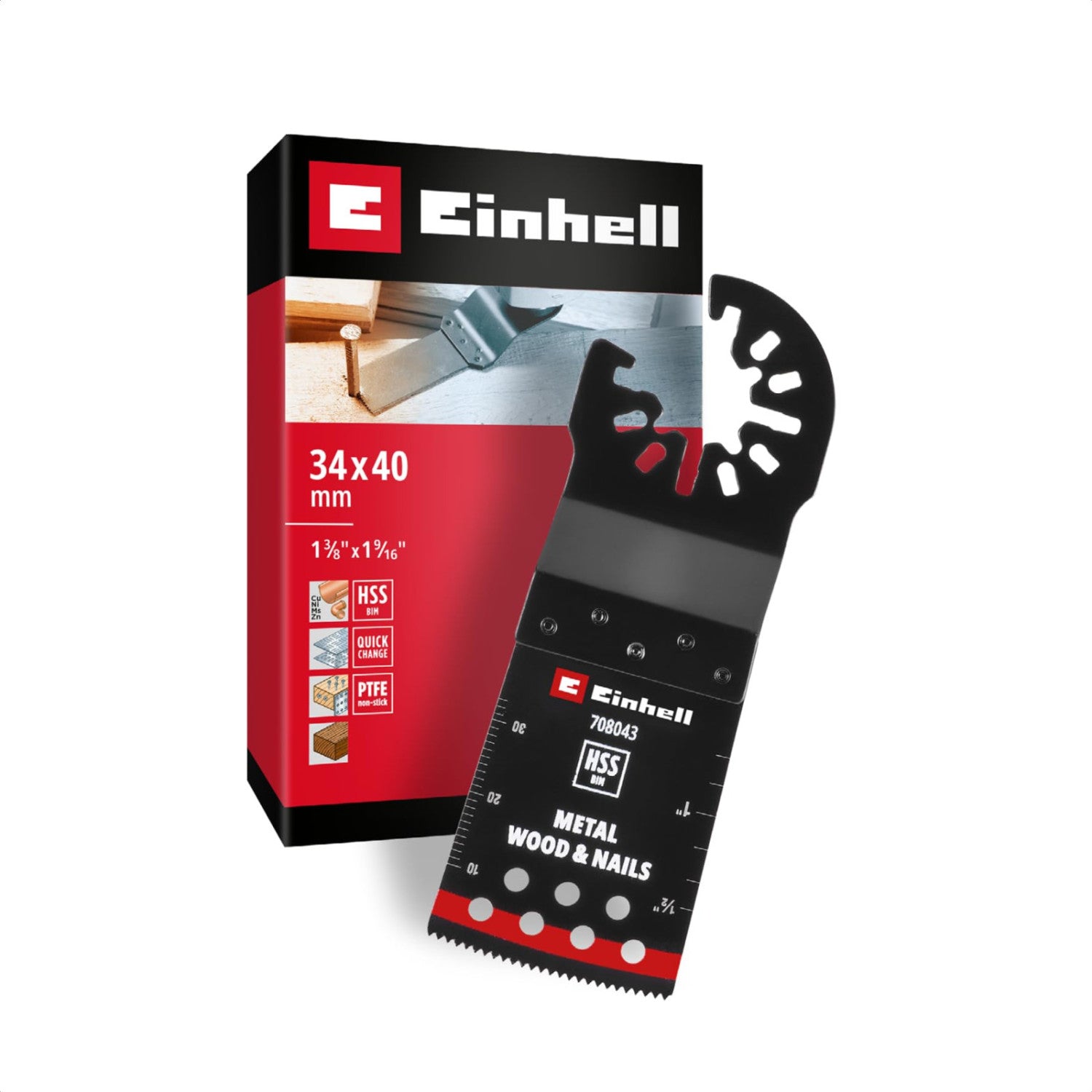 Einhell Lama Per Sega A Immersione Bimetallo 708043 - 34 Mm, Profondità 40 Mm, Finitura PTFE, Metallo E Legno
