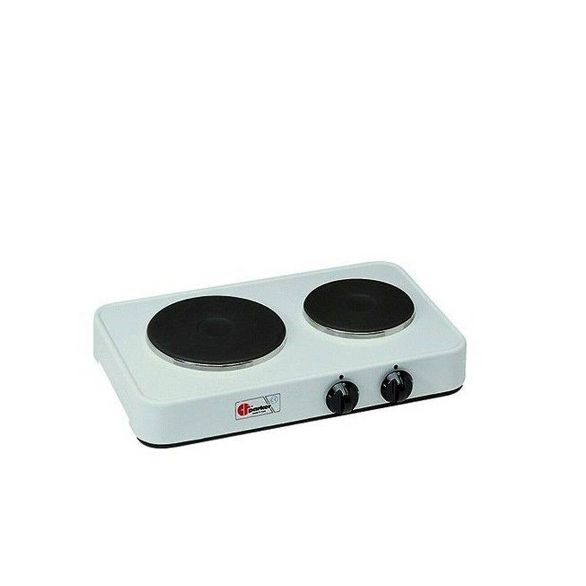 Parker Fornello Elettrico 2 Piastre in Ghisa 1000/1500 W 5322P Bianco