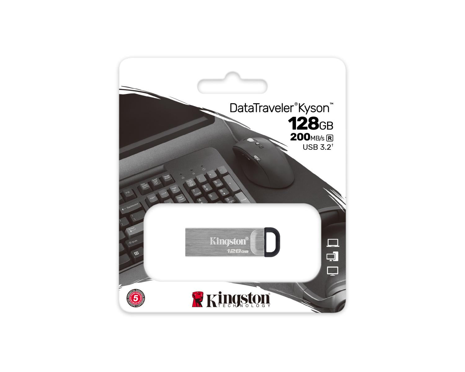 DataTraveler Kingston DTKN/128 Technology Kyson 128 GB Usb Tipo A 3.2 Argento