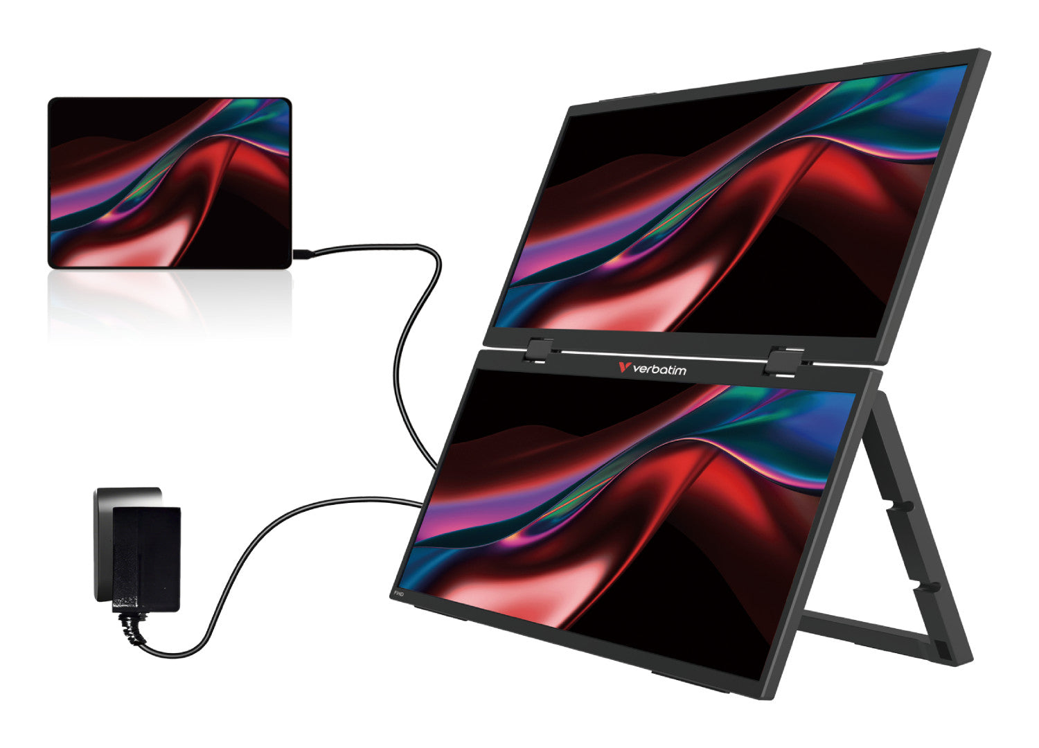 Verbatim Portable 15.6" FHD Dual Monitor Essentials Monitor portatile Nero 39,6 cm (15.6") LCD 1920 x 1080 Pixel