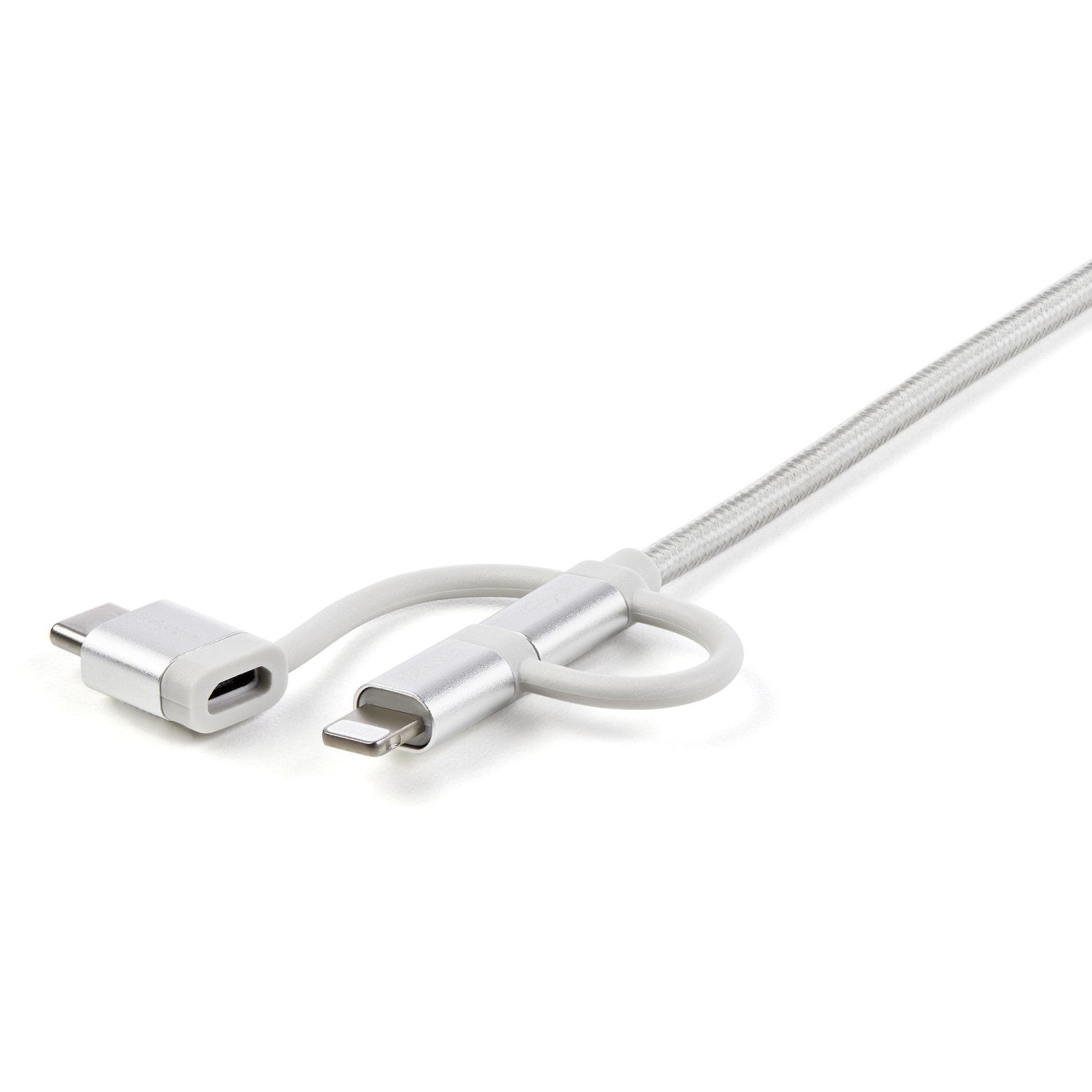 StarTech.com Cavo di ricarica multiplo USB da 1m - Adattatore da USB a Micro-USB o USB-C o Lightning per iPhone / iPad / iPod / Android - Certificato Apple MFi - Caricatore USB 3 in 1 - Intrecciato