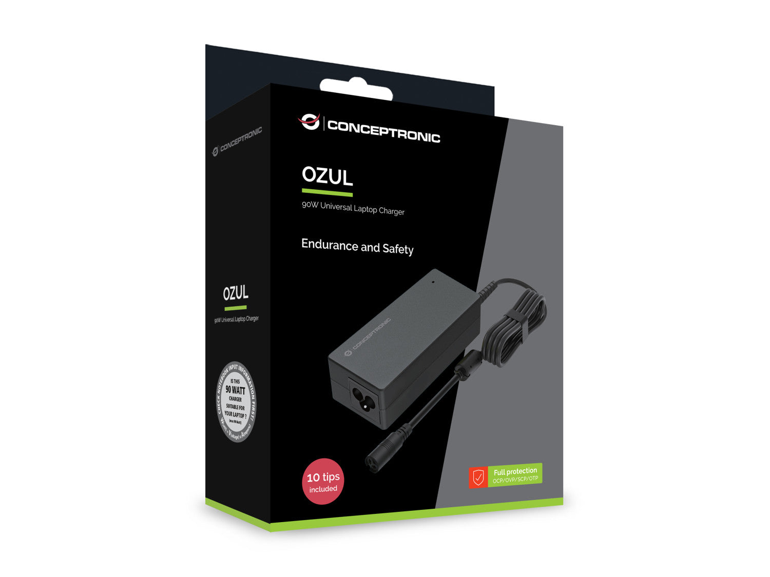 Conceptronic OZUL08B10 adattatore e invertitore Interno 90 W Nero