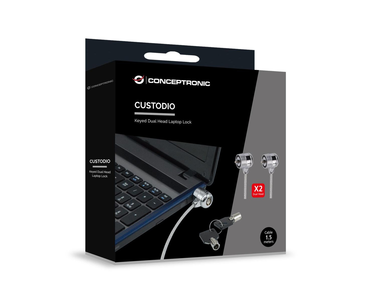 Conceptronic CNBSLOCK15T cavo di sicurezza Argento 1,5 m