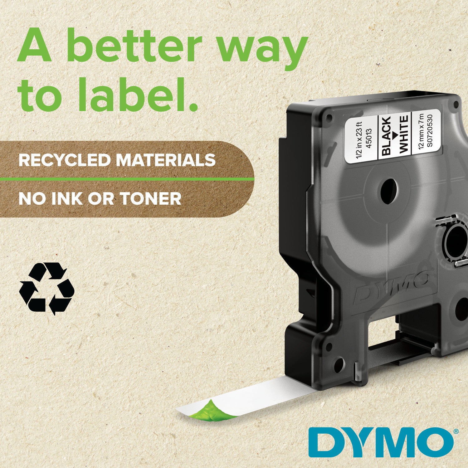 DYMO D1 Standard - Black on White - 6mm nastro per etichettatrice