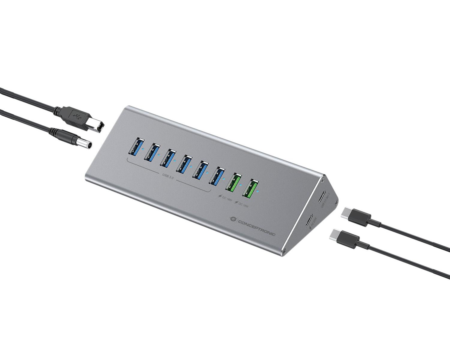 Conceptronic HUBBIES18G hub di interfaccia USB 3.2 Gen 1 (3.1 Gen 1) Type-B 5000 Mbit/s Grigio