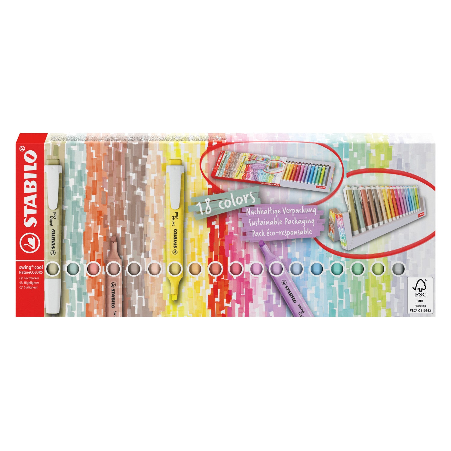 STABILO swing cool evidenziatore 18 pz Punta smussata Multicolore
