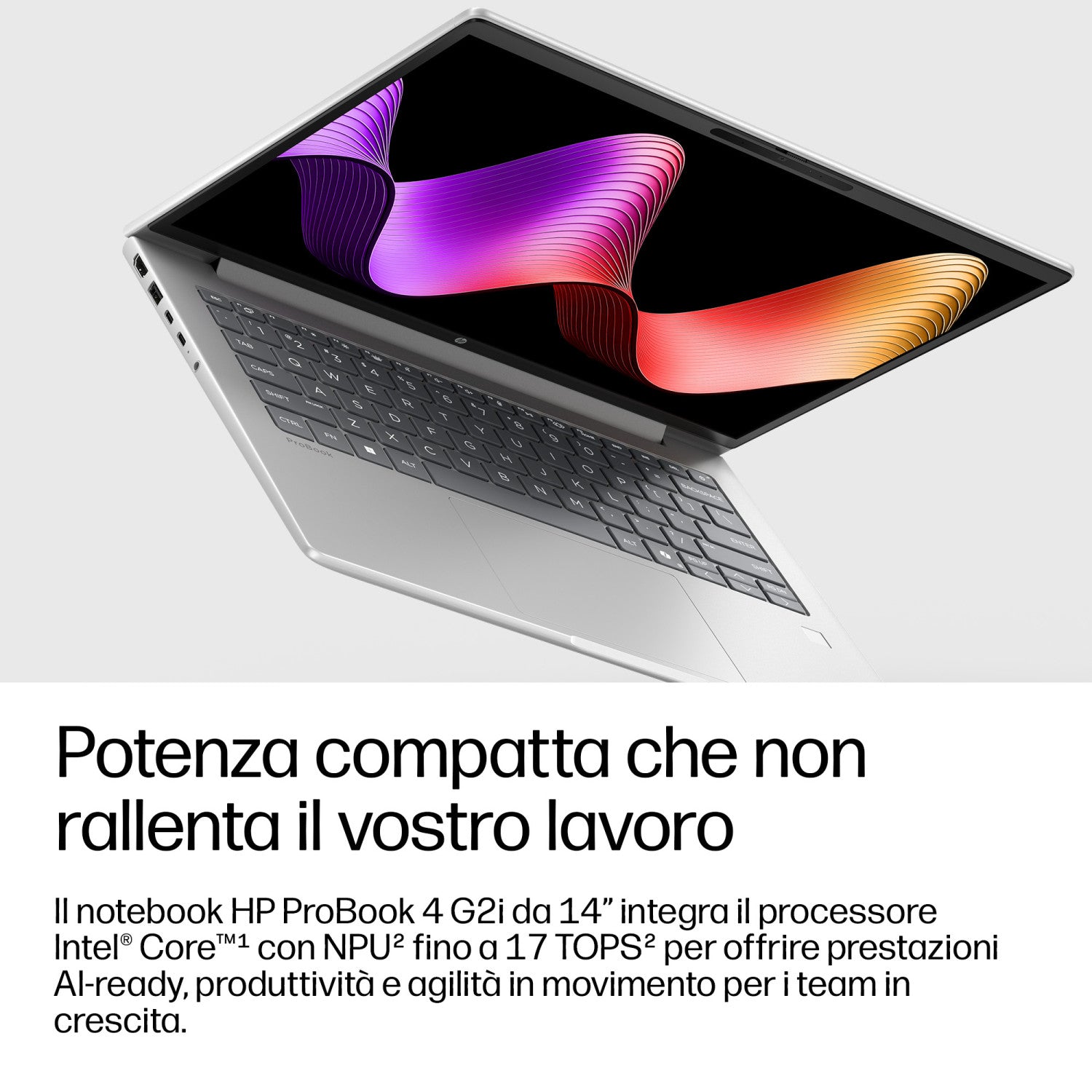 HP DQ6M8AT laptop Intel Core 5 Computer portatile 35,6 cm (14") WUXGA 16 GB LPDDR5x-SDRAM 512 GB SSD Wi-Fi 7 (802.11be) Windows 11 Pro AI PC Argento