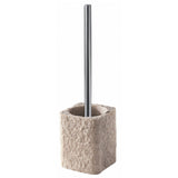 Gedy Portascopino WC Aries Beige in Resina e Sabbia con Manico Cromato 10,5x10,5x40 cm