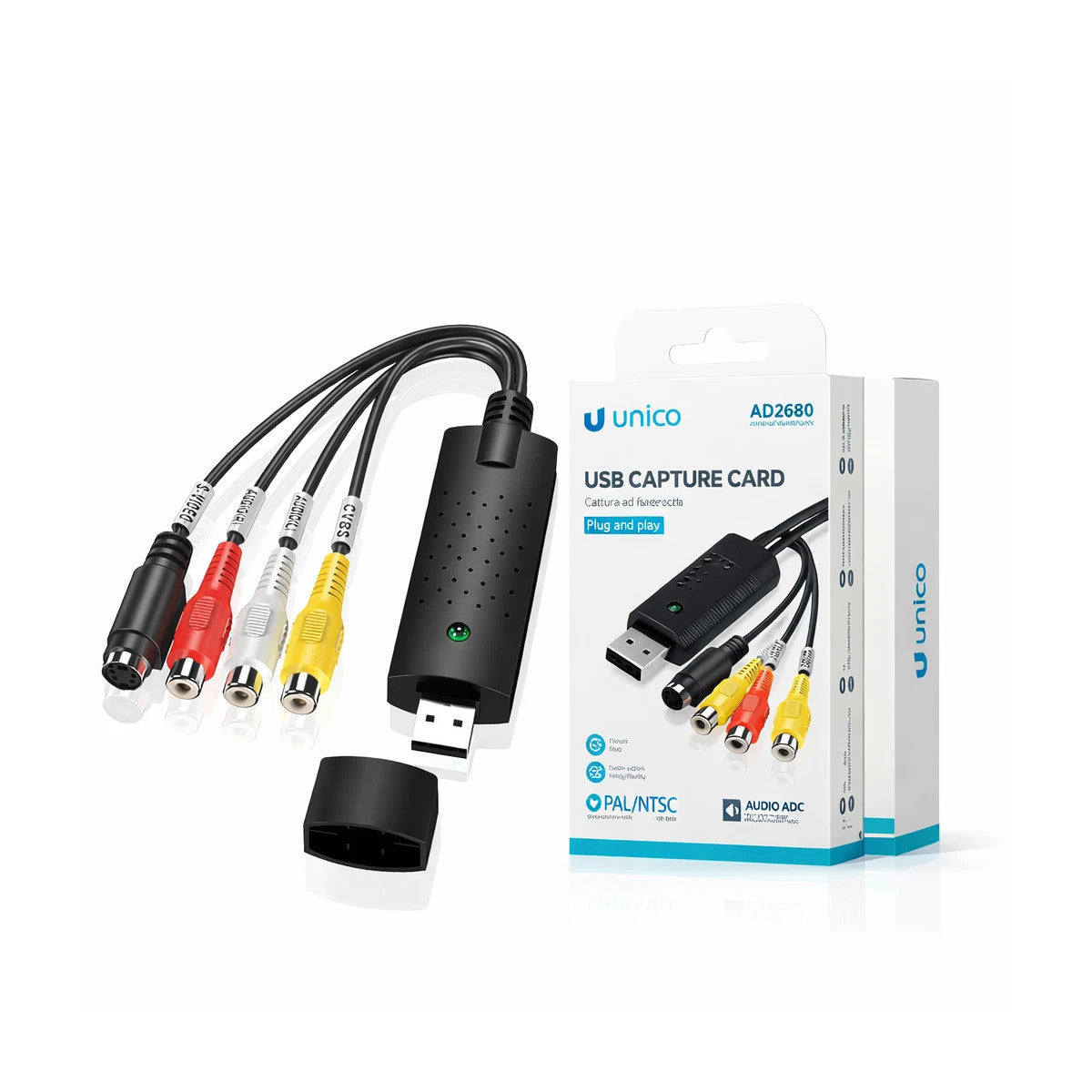 Unico Scheda Di Acquisizione Video USB Grabber Analogica Digitale RCA S-Video PC