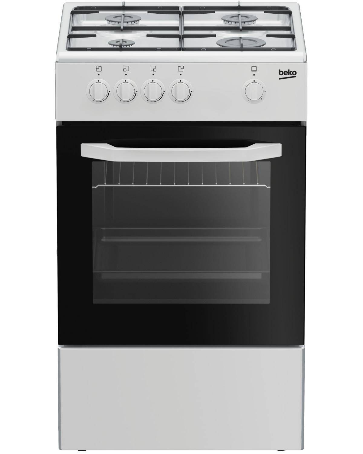 Beko Cucina CSG42001FW, (LxDxA) 50x50x85, Bianca, Forno a gas, piano cottura a gas 4 zone, Coperchio in metallo