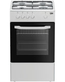 Beko Cucina CSG42001FW, (LxDxA) 50x50x85, Bianca, Forno a gas, piano cottura a gas 4 zone, Coperchio in metallo