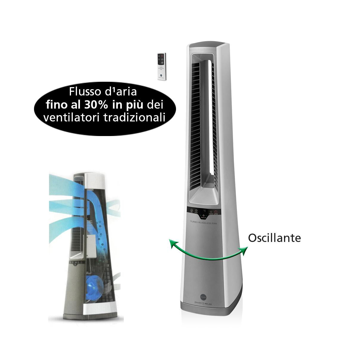 Macom Turbo Bladeless Fan 996 Ventilatore Senza Pale silenzioso Grigio