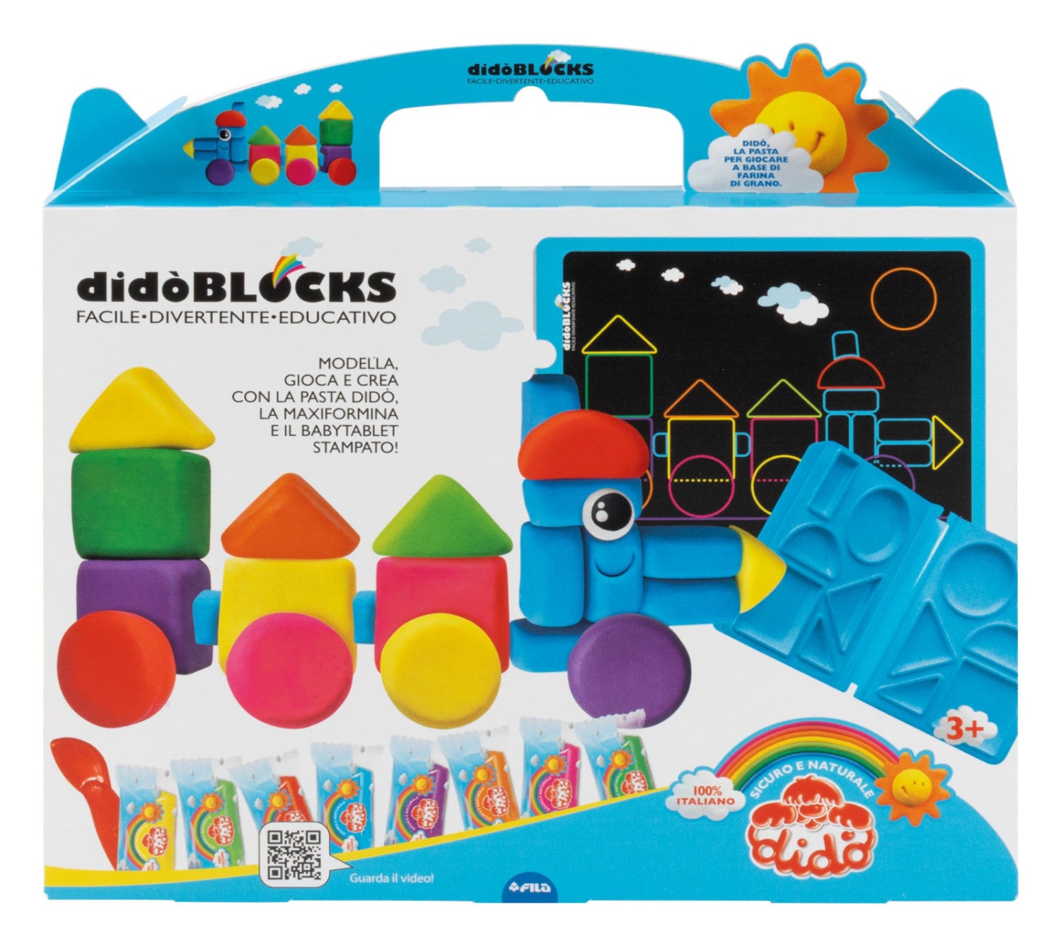 Didò Blocks Trenino Pasta Modellabile 400 G Con Pad Sagome, Maxi-Formina E Coltellino