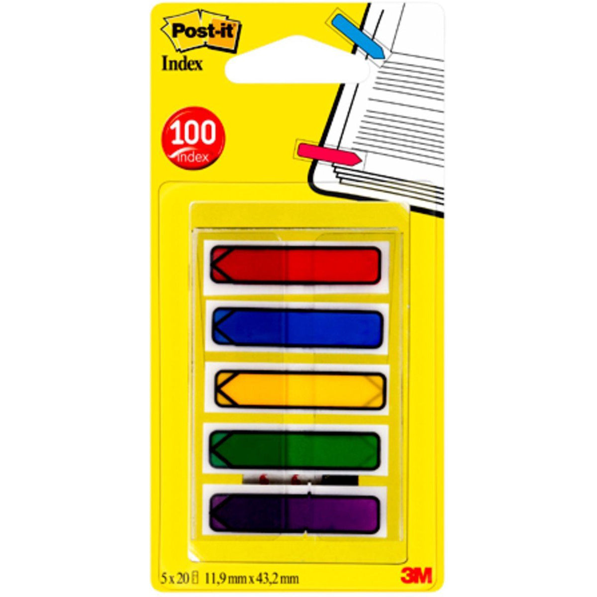 Schede indice Post-it 3m 684 12x43mm forma freccia assortiti