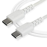 StarTech.com Cavo di Ricarica USB-C da 2m - Resistente Cavetto USB-C di Ricarica Veloce e Sync da USB 2.0 a USB Type C - Rivestimento in TPE e Fibra Aramidica M/M 60W Bianco, Samsung S10/S20/Ipad Pro/MS Surface