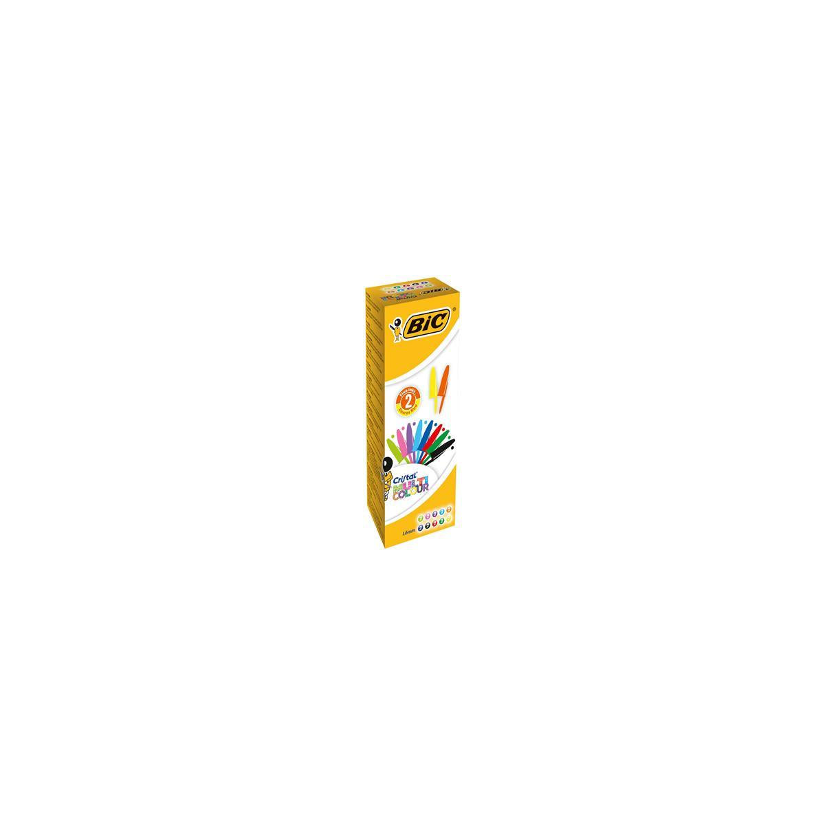 BIC Crystal Nero, Blu, Verde, Azzurro, Verde chiaro, Arancione, Rosa, Viola, Rosso, Turchese Penna a sfera retrattile a clip 20 pz