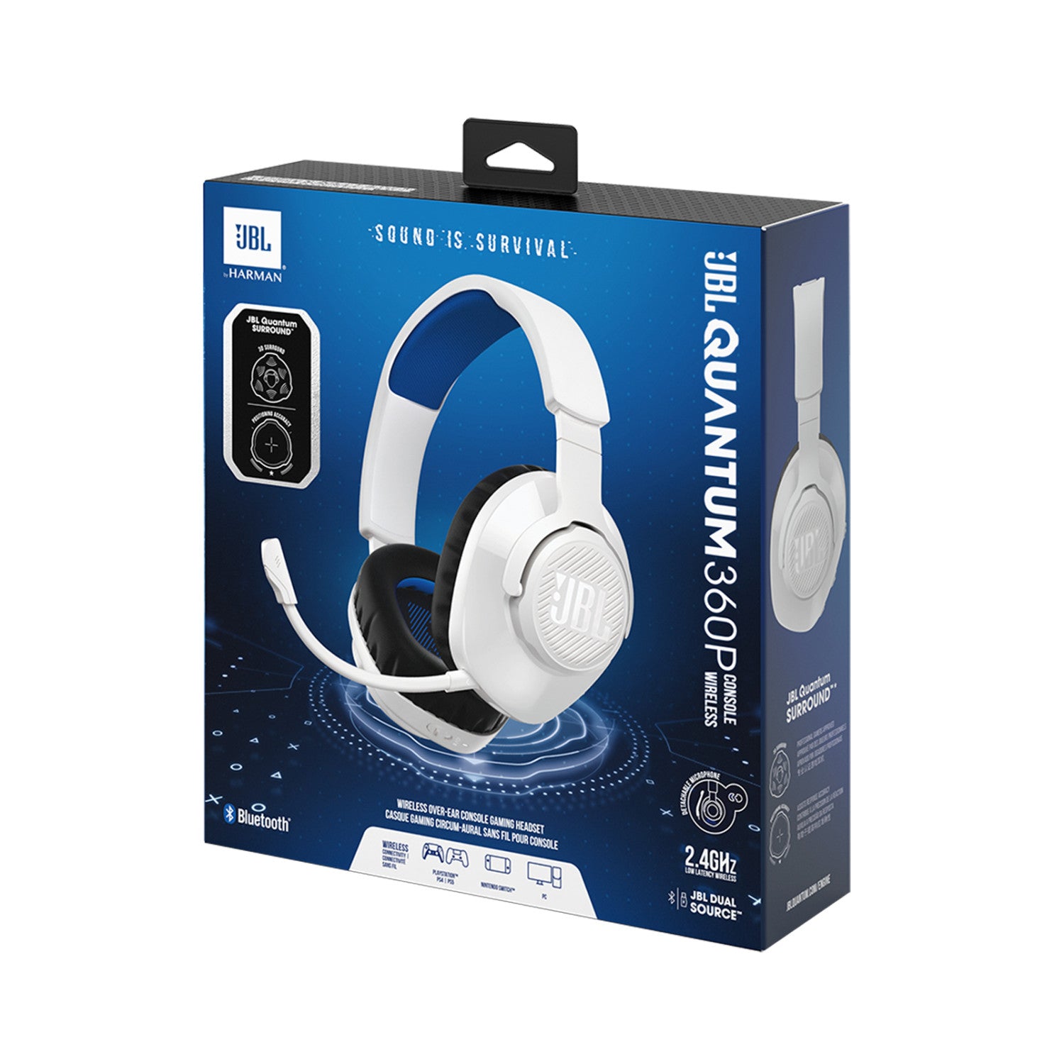 JBL Quantum 360P Auricolare Wireless A Padiglione Gaming USB tipo-C Bluetooth Blu, Bianco