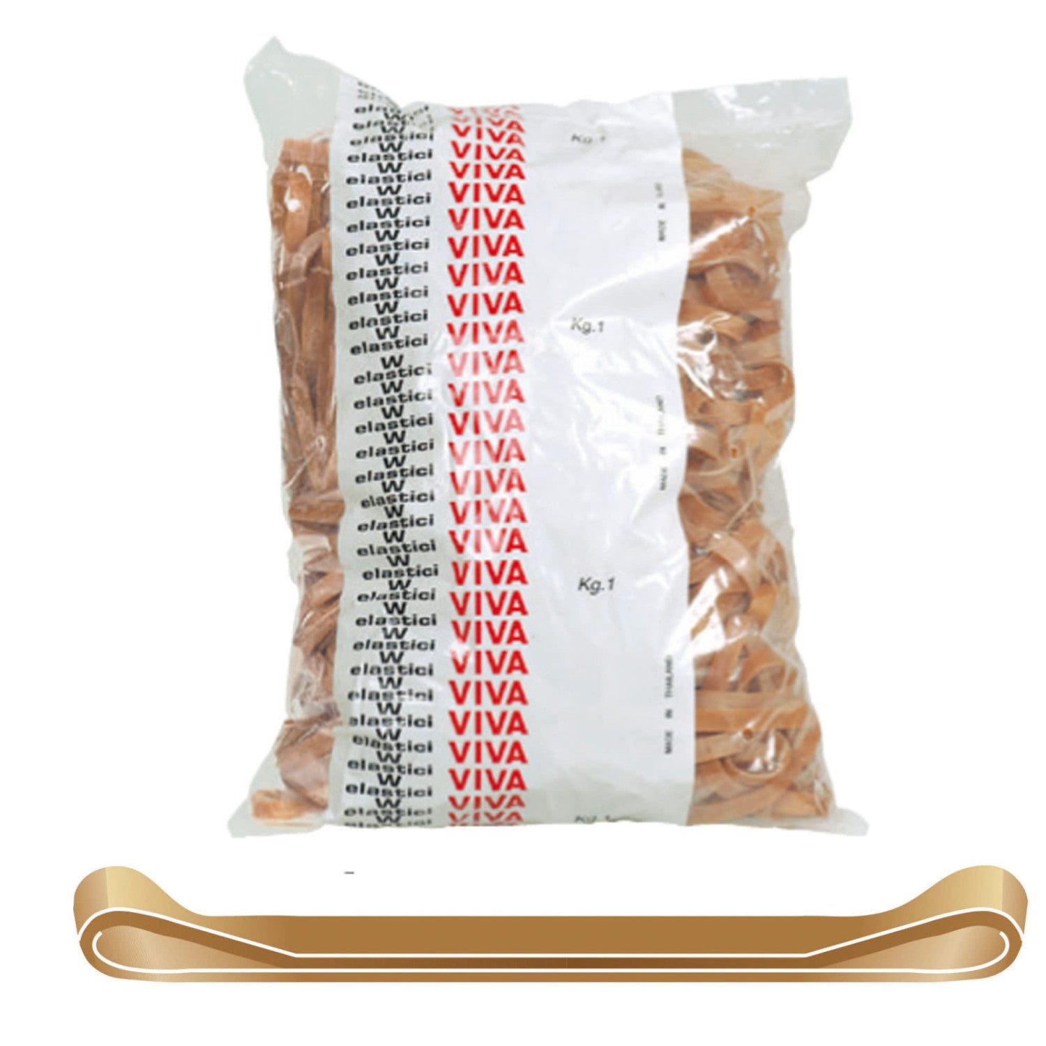 Viva Fettucce Elastiche In Gomma Naturale Tabacco G8X150 - Ø 150x8 Mm - 1 Kg