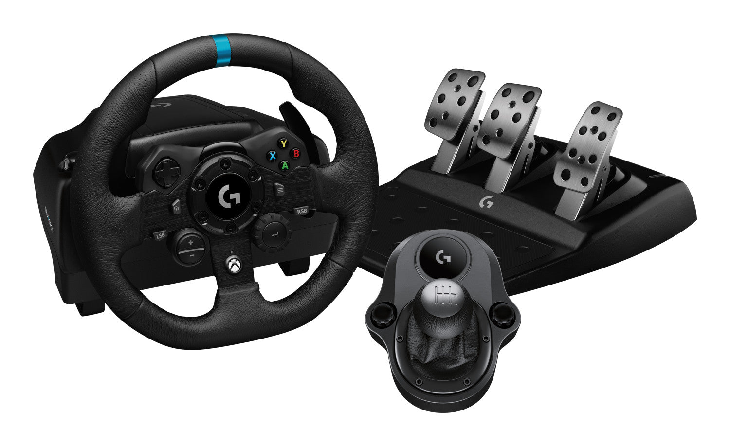 Logitech G Kit da corsa Logitech G923 SE Volante da corsa e pedali G923, TRUEFORCE, vera pelle leva del cambio Driving Force - Xbox X S, Xbox One, PC, Mac - Nero